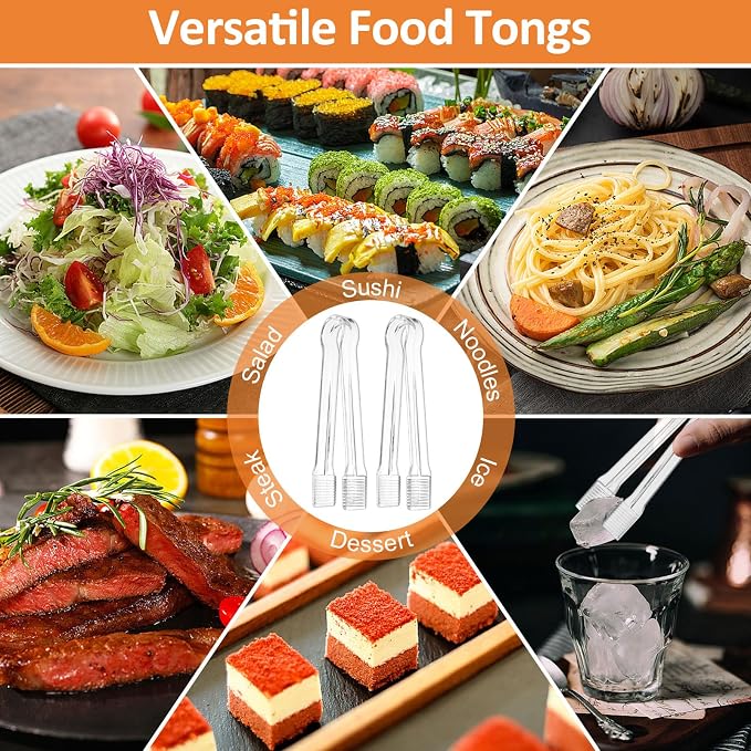PEASUG 30 PCS Plastic Serving Tongs, Disposable Plastic Tongs | Clear Kitchen Small Serving Utensils for Serving for Party Food Buffet Appetizer Salad Catering Ice, 6.3 Inches