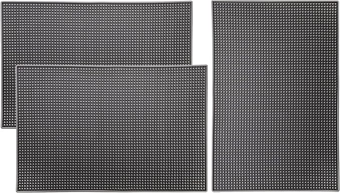 Tebery 3 Pack Rubber Bar Mat 18 x 12, Thick Durable and Stylish Bar Service Spill Mat, Non Slip Non-Toxic Grey Service Mat for Coffee, Bars, Restaurants Counter Top