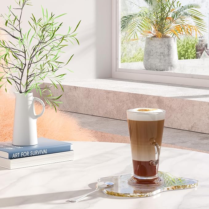 Acrylic Coaster Decorative Plates, Irregular Bar Drink Coaster, Clear Cloud Shape Coffee Cup Coaster, Perfect for Tabletop Protection and Accessories Display.(Gold)