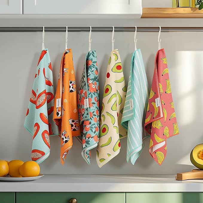 RECYCO Waffle Kitchen Towel Set of 2 - Quick Dry Microfiber Sustainable Dish Towels - Ultra Absorbent Reusable Cleaning Tea Towels - Lightweight Hand Towels,16”x 28”, Clementine Grove