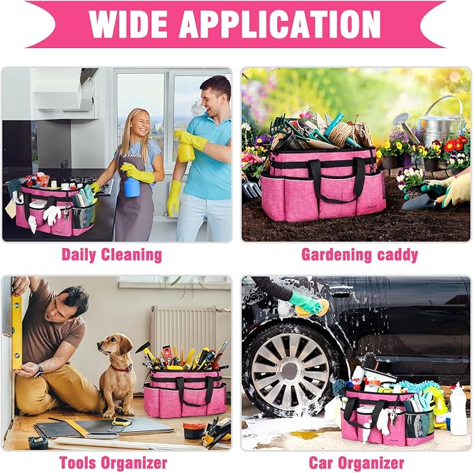 Wearable Cleaning Caddy Bag, Cleaning Caddy Supplies Organizer with Handles for Cleaners & Housekeeper, Under Sink & Car Cleaning Tool Organizers Bag