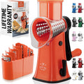 Zulay Kitchen Rotary Cheese Grater 5 Blade Cheese Shredder - Manual Hand Crank Cheese Grater With Reinforced Suction & 5 Interchangeable Drums - Easy to Use, Vegetable Chopper Round Mandoline Slicer
