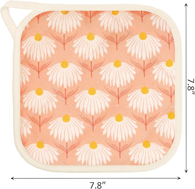 6 Pack Pot Holders 100% Cotton Heat Resistant Potholder, Machine Washable Pot Holder, Hot Pads, Table Pads for Cooking Baking (P)