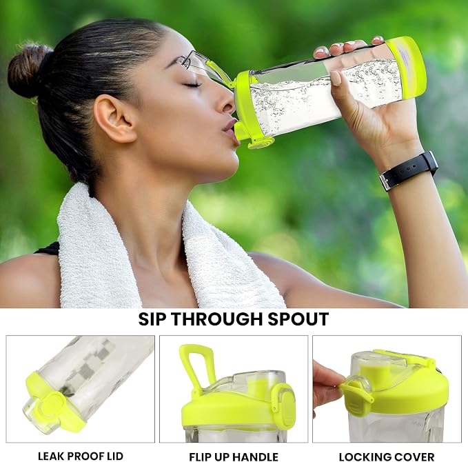 Total Chef Portable Blender - For Smoothies & Protein Shakes, USB Rechargeable Cordless Mini Travel Mixer, Personal Juicer, Ice Crusher, Blender Bottle for Home & Kitchen, 20oz, Neon Green