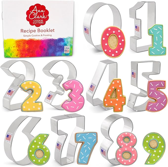Ann Clark Number Cookie Cutter Set of 9, Made in USA | Includes: #1, #2, #3, #4, #5, #6/#9, #7, #8, #0, Perfect Size & Shape, From America's Largest Cookie Cutter Maker