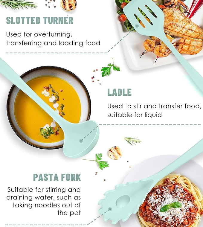 Kitchen Utensils Set-12 Pieces Silicone Cooking Utensils Set (Dishwasher Safe) 392°F Heat Resistant Spatula Set,Kitchen Utensil Set for Nonstick Cookware,Best Kitchen Tools with Holder | Dishwasher Safe 392°F Heat Resistant Spatula Set Kitchen Utensil ...