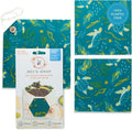 Bee's Wrap Beeswax Food Wraps, 2 Medium & Sandwich Pack - Ocean | Organic Beeswax Wraps - Plastic Free - Reusable Food Storage - Lunches & Leftovers - Made in USA