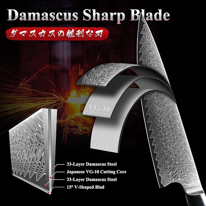 Dragon Creek Damascus Chef's Knife - Meat Vegetable Cutting | Japanese Chef Knife for Birthday Thanksgiving Gift for Mom or Dad