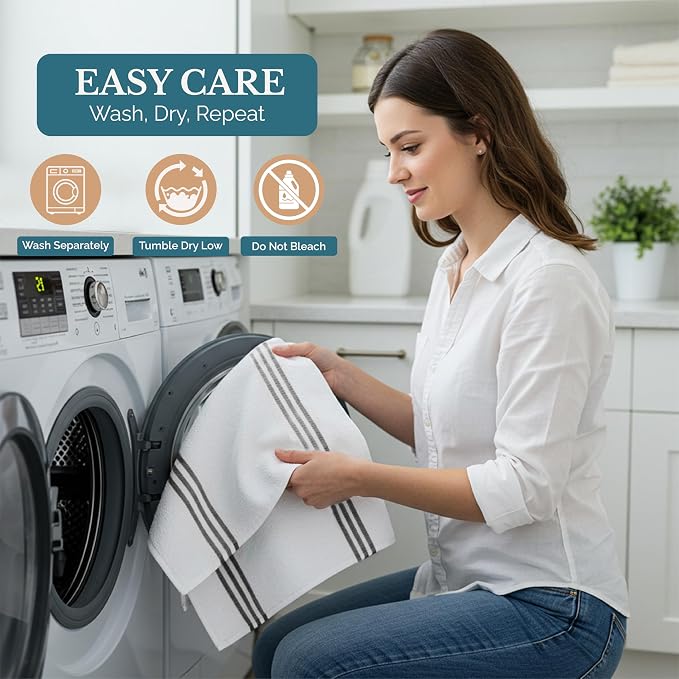 Casa Platino Kitchen Towel Set 8 Pc - 4 Dish Towels (16"x26") & 4 Dish Cloths for Washing Dishes (13"x13") - Absorbent Tea Towels, Quick Drying & Durable Cleaning Cloths, Easy Care Wash Rags - Grey.