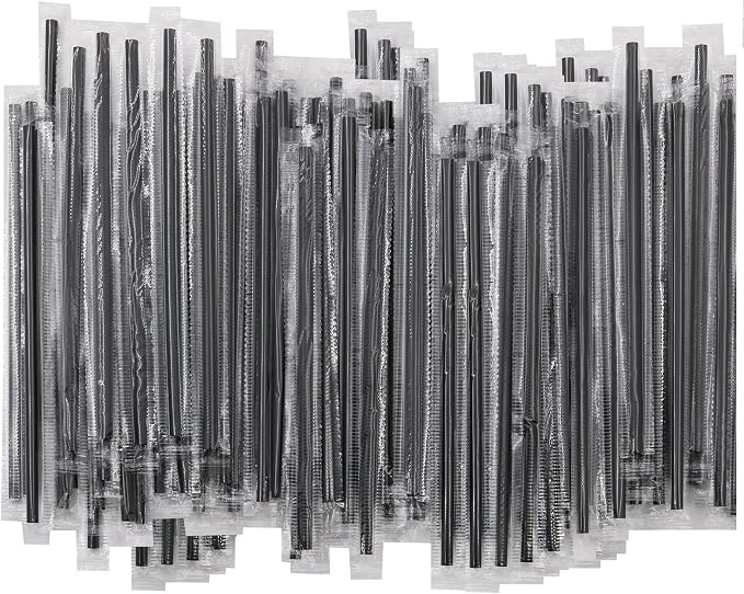 Individually Wrapped Coffee Stirrers, Black Plastic Sip Sticks, 500 Count | Individually wrapped coffee stirrers, black plastic, 500 count, single-serve coffee station use