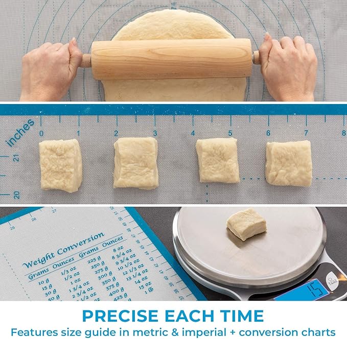 Silicone Pastry Mat XXL, Extra Large Dough Rolling Mat for Baking & Pizza | Non-Slip, Easy-Clean Surface, 23.5 x 31.5 Inches, Printed Measurements & Conversion Chart, For Dough, Cookies, Pie & Fondant.
