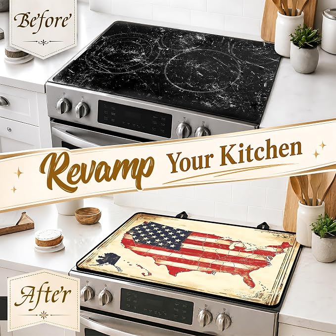 Stove Top Covers with A Non-slip Rubber Coating | protect Your Stove from Scratches, Extend Countertop Space, and Add A Classic Kitchen Touch