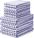 Homaxy Kitchen Towels and Dishcloths Set, Set of 8, Blue | Cotton Terry Kitchen Dish Towels, Super Soft and Absorbent Dish Cloths, 16 x 25 and 12 x 12 Inches