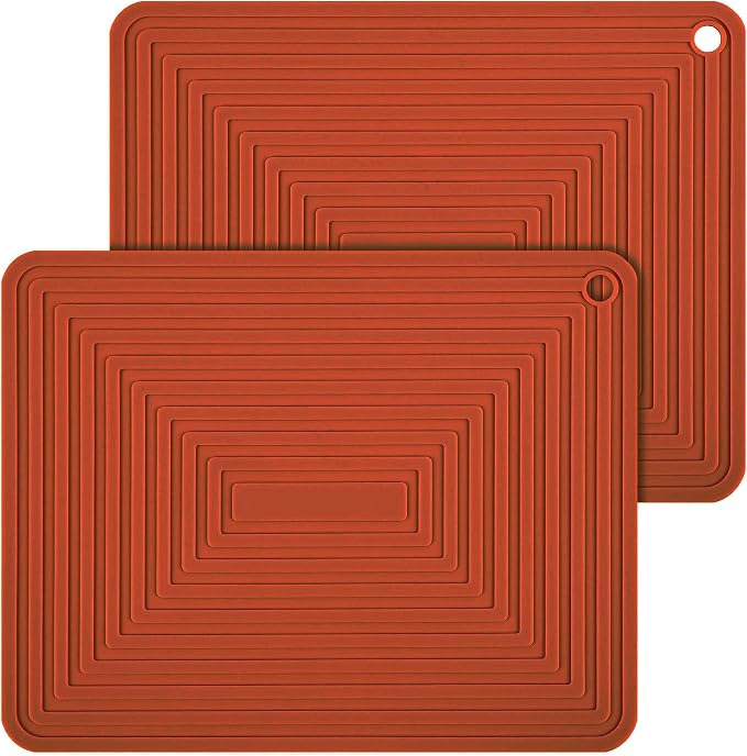 Silicone Trivets for Hot Dishes, Pads for Kitchen, Trivet for Hot Pots and Pans, Silicone Pot Holders Table Mat, Trivets for Quartz Countertops, Heat Resistant Mats Set 2 Burgundy