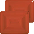 Silicone Trivets for Hot Dishes, Pads for Kitchen, Trivet for Hot Pots and Pans, Silicone Pot Holders Table Mat, Trivets for Quartz Countertops, Heat Resistant Mats Set 2 Burgundy