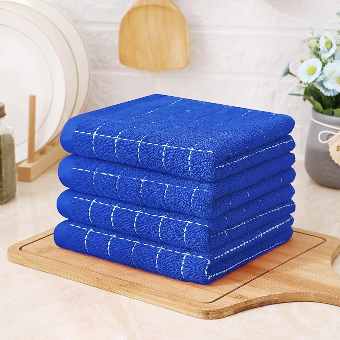 Homaxy 100% Cotton Terry Kitchen Towels, Large 6 Pack, Blueberry | Ultra Soft and Absorbent Dish Towels for Kitchen, Suitable for Drying and Washing Dishes