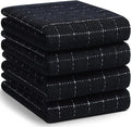 Homaxy 100% Cotton Terry Kitchen Towels, Large 4 Pack, Black | Ultra Soft and Absorbent Dish Towels for Kitchen, Suitable for Drying and Washing Dishes