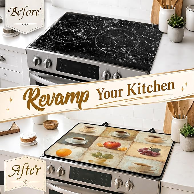 Stove Top Covers with A Non-slip Rubber Coating | protect Your Stove from Scratches, Extend Countertop Space, and Add A Classic Kitchen Touch