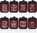 Bencailor 8 Pcs Red Buffalo Plaid Pot Holders with Pocket Red Heart Sign Potholder Heat Resistant Hot Pads Oven Mitt for Kitchen Home Anniversary Decorations Baking Cooking Gift