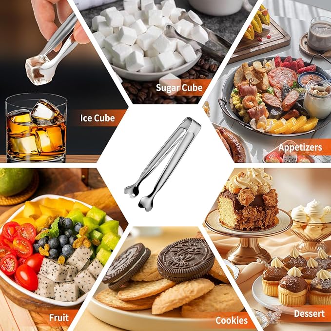 Serving Tongs, Anytrp 12-Packs Stainless Steel Sugar Tong, 5.3inch Small Tongs for Serving Food, Appetizers, Buffets, Coffee Bar, Kitchen, Tea Party, Desserts Party and Ice Bucket