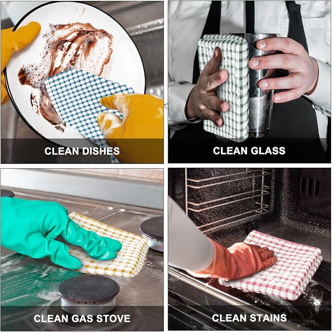 Nialnant 8 Pcs Kitchen Dish Rags,100% Cotton Soft Absorbent Quick Drying Dish Cloths for Kitchen,Washing Dishes,Cleaning rags-11 x 11In (Pack of 2)