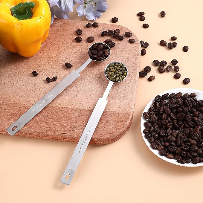 2 Pcs Teaspoons Measuring Spoon, 5 Gram Scoop, Stainless Steel Measuring Spoons, 1 Teaspoon (5 mL | 5 cc | 1/6 oz | 1/3 Tablespoon), Dishwasher Safe, Metal Measuring Spoons for Cooking & Baking