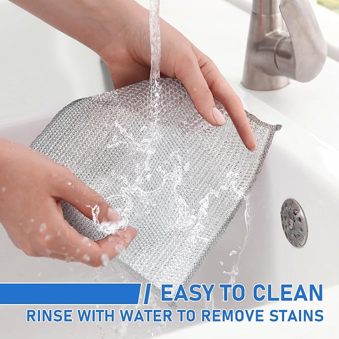 Aidoclip 30PCS Non Scratch Steel Wool Dishcloth Scrubber Pads Kitchen Set | Non Scratch Steel Wool Scrub Pads Effectively Remove Grease and Stains Without Damaging Surfaces