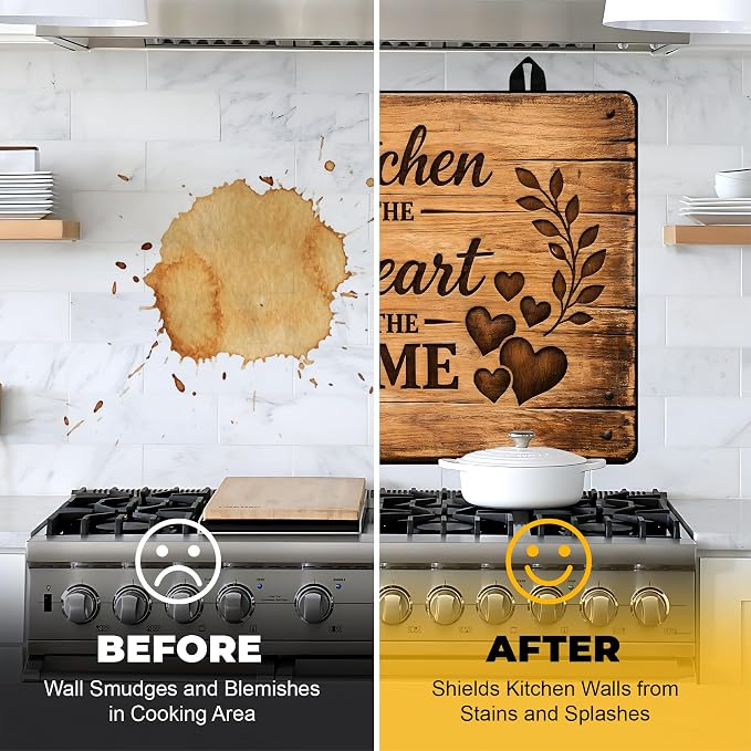 NYZE Stove Top Cover for Electric Glass Stove, 28" x 20" Flat Top Cooktop Protector, Electric Cooktop Cover, Rustic Kitchen Decorative Extra Counter Space for Kitchen