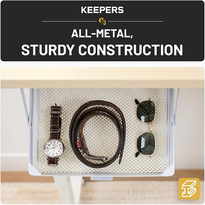 Everything Keeper - Organizer for Home, Kitchen, Bathroom, RV, Small Spaces - Storage Organizers - Compact Metal Basket - Under Cabinet Holder - Easy Install - Holds Strong - 13 x 10 x 2.5 in