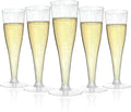 Bestluck 50Pack 4.5oz Silver Glitter Champagne Flutes Plastic | Plastic Disposable Stemware, Disposable Champagne Flutes for Party, Mimosa Bar, Wedding, Anniversary and Graduation