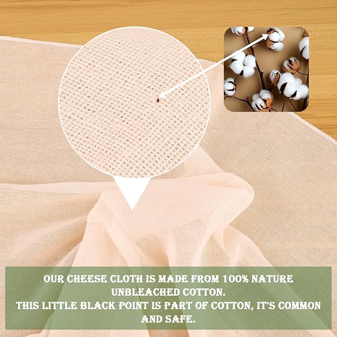 WMKGG 9 PCS Cheese Cloths, Grade 100, 20x20 Inch Cotton Cheesecloth with Hemmed 4 Edges, Reusable Unbleached Fine Mesh Cheesecloth for Straining, Cooking, Juicing, Cheese Making, Baking, Yogurt