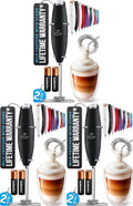 Zulay Kitchen Powerful Milk Frother Wand With Duracell Batteries - Ultra Fast Handheld Drink Mixer - Electric Whisk Foam Maker for Coffee, Lattes, Cappuccino & Matcha - Z1 Motor - Black (Pack of 3)