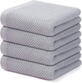 Kitinjoy 100% Cotton Waffle 4-Pack Kitchen Towels, 13" x 28", Light Grey | Super Soft, Ultra-Absorbent, Fast Drying, lightweight, Quick Drying Kitchen Hand Towels