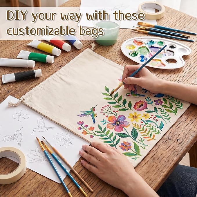 10PCS Pure Cotton Storage Bags with Drawstring, X-Large 14x17'', Natural Vegetable Storage Bag, Reusable Muslin Bulk Flour Sack Bag, Washable Food Safe, for Bread Grocery Produce Shopping DIY Tie Dye
