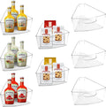 URALFA Lazy Susan Organizer Set of 8, 1/8 Wedge Corner Cabinet Organizer | 10"x9.5"x4" Clear Plastic with Handles, 4" Deep Capacity, BPA-Free Food Safe , Transparent for Easy Visibility