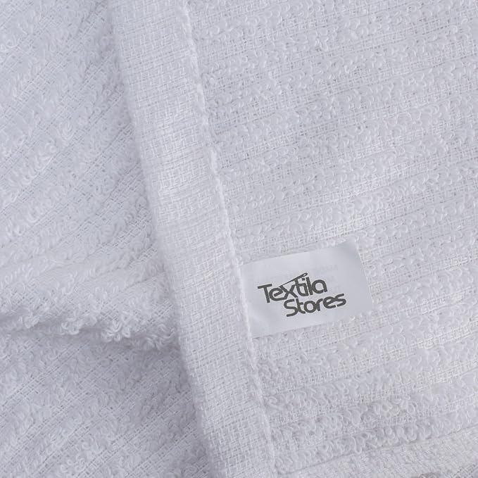 Textila Bar Mop Towels - 16x19 Inches - Pack of 12 - White - Cotton Dish Cloths & Cleaning Towels for Kitchen, Bar, Restaurant, Household Use – Absorbent, Durable, Reusable