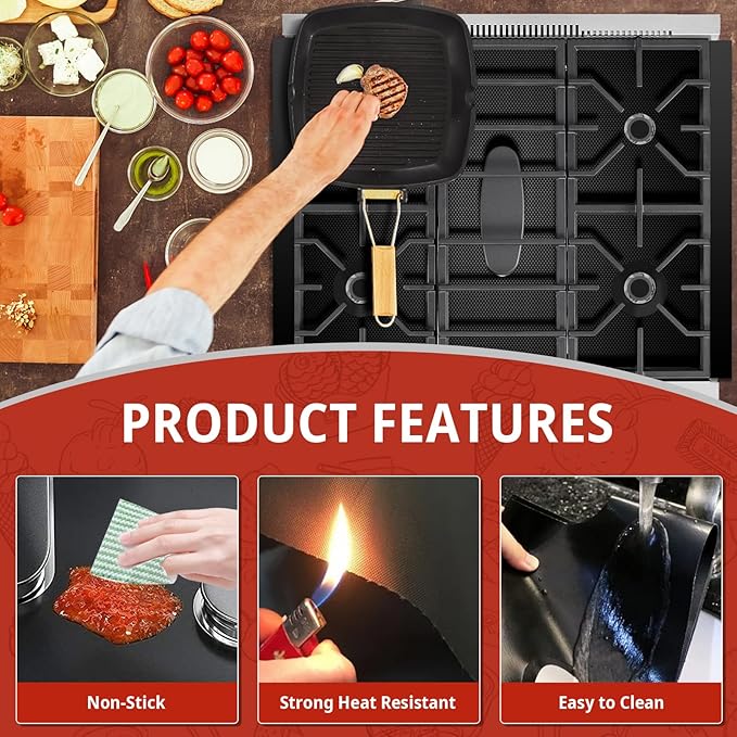 2 Pack Stove Covers, Gas Range Protectors for Samsung Gas Range Stove Cover Reusable Stove Top Covers for Samsung Gas Burners, Oven Liners Mat Gas Range Protectors Covers Non-Stick Washable