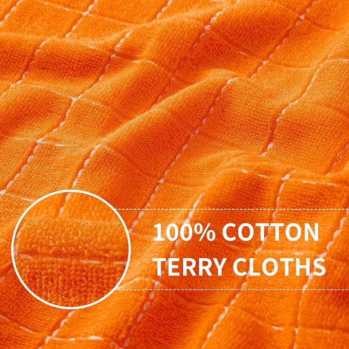 Homaxy 100% Cotton Terry Kitchen Towels, 6 Pack, Orange | Ultra Soft and Absorbent Dish Towels for Kitchen, Suitable for Drying and Washing Dishes