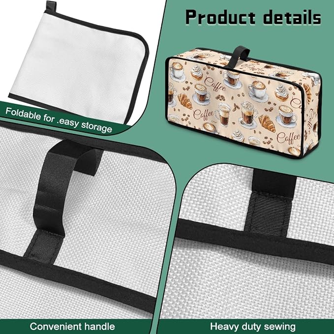 ZDCUSTOM Turkey Print Toaster Cover 2 Slice Coffee Themed Toaster Covers 2 Slice Wide Slot Slim Bread Maker Dust Protector Machine Washable Small Appliance Covers for Kitchen