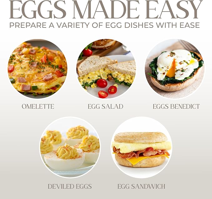 COOK WITH COLOR 350W Electric Double Layer Egg Cooker - Egg Boiler for Hard Boiled, Soft Boiled, and Omelettes, 6.1x6.1x5.5, Cream