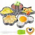 Pancake & Egg Mold Set – 5 Stainless Steel Shapes for Kids Breakfast Non‑Stick Egg Rings for Frying Eggs, Omelets & Mini Pancakes Heart, Star, Flower, Circle & Mouse Heat‑Safe, Dishwasher Safe