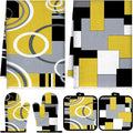 Jingmore 6 Pcs Kitchen Decor Set Accessory Farmhouse Kitchen Towels Pot Holders Oven Mitts Set 2 Dish Towels 2 Pot Holders 2 Cooking Mittens Oven Glove for Cooking(Black, Yellow, Gray,Geometric)