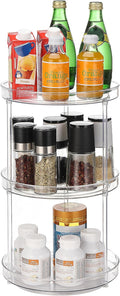 URALFA 3 Tier Lazy Susan Organizer, 9 Inch Clear Rotating Makeup Organizer | Acrylic 360 Rotating Tray, Plastic Spinning Organizer, Multi-layer Shelf for Bathroom, Pantry, Countertop, Kitchen, Cupboard