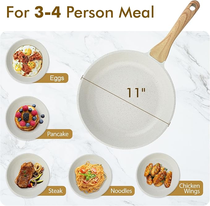 SENSARTE Nonstick Ceramic Frying Pan Skillet, 11 Inch Omelet Pan, Healthy Non Toxic Induction Compatible Egg Pan with Heat Resistant Handle, PTFE and PFAS-Free