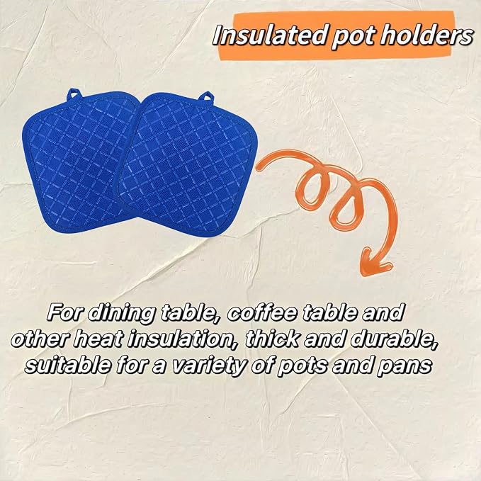 Oven Mitts and Pan Racks 4-Piece Set, Extended Kitchen Oven Mitts and Pan Racks, Heat Resistant 500 °F, Silicone Non-Slip Surface for Baking and Cooking (Blue)