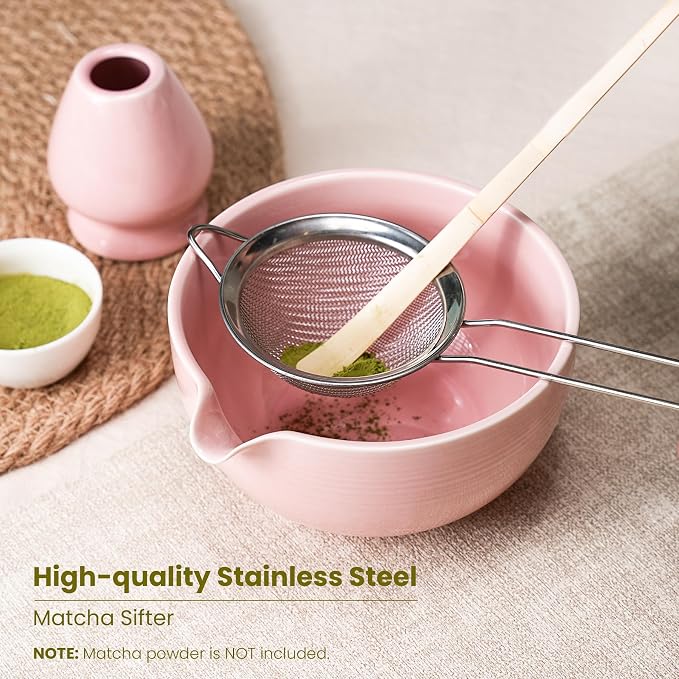 Matcha Whisk Set, Ceramic Bowl Matcha Kit & Handcrafted Bamboo Chasen, Complete 5 Pcs Matcha Set Whisk and Bowl, Stainless Steel Sifter, Bamboo Scoop & Holder for Matcha Lovers | Complete 5 Pcs Matcha Set Whisk and Bowl, Stainless Steel Sifter, Bamboo ...
