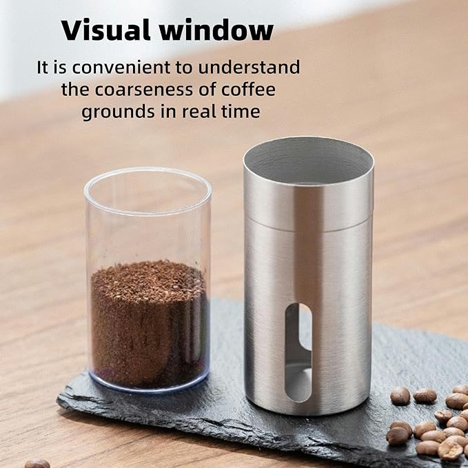 Portable Manual Stainless Steel Coffee Grinder, Ceramic Conical Burr | Multi Adjustable Settings, Detachable Hand Crank for Travel, Camping, Office, Espresso, Pour-Over and More