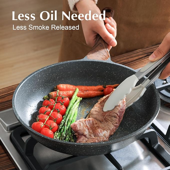SENSARTE Nonstick Frying Pan Skillet with Lid, Omelet Pan with Cover, Healthy Egg Pan Chef's Pan, Kitchen Cooking Pan, PFOA Free (8inch + Glass Lid) | Omelette Pan with Cover, Healthy Egg Pan Skillet Kitchen Cooking Pan, PFOA/PFOS Free