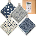 Eulnars Swedish Dishcloths for Kitchen, 8 Pack Japanese Pattern Reusable Paper Towels with Clips, Non-Scratch Swedish Dish Towels, Super Absorbent Cellulose Dish Cloths, No Odor