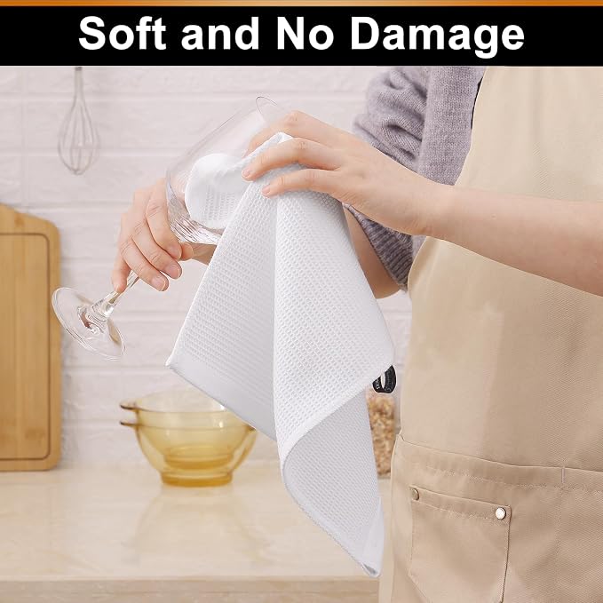 Homaxy 100% Cotton Waffle Weave Dish Cloths, 6 Pack, White | Soft and Absorbent Dish Towels, 12 x 12 Inches Quick Dry Dish Rags